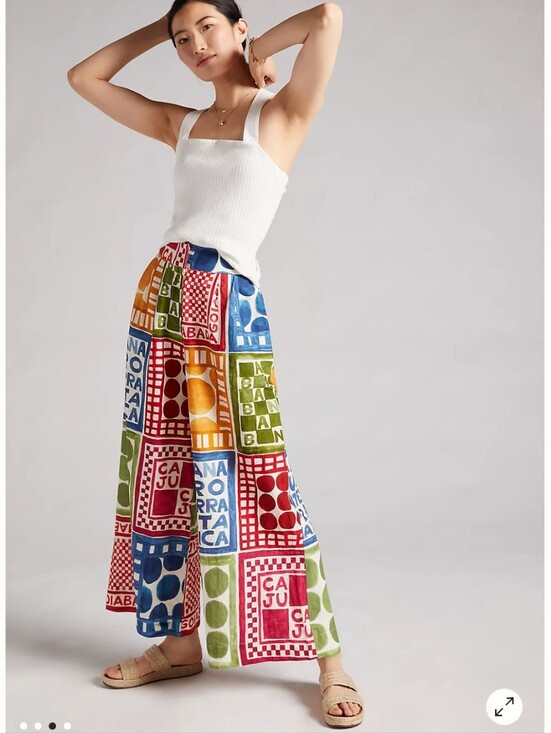 FARM Rio Pants - Farm Rio Cropped Wide-Leg Pants For Anthropologie Size Small